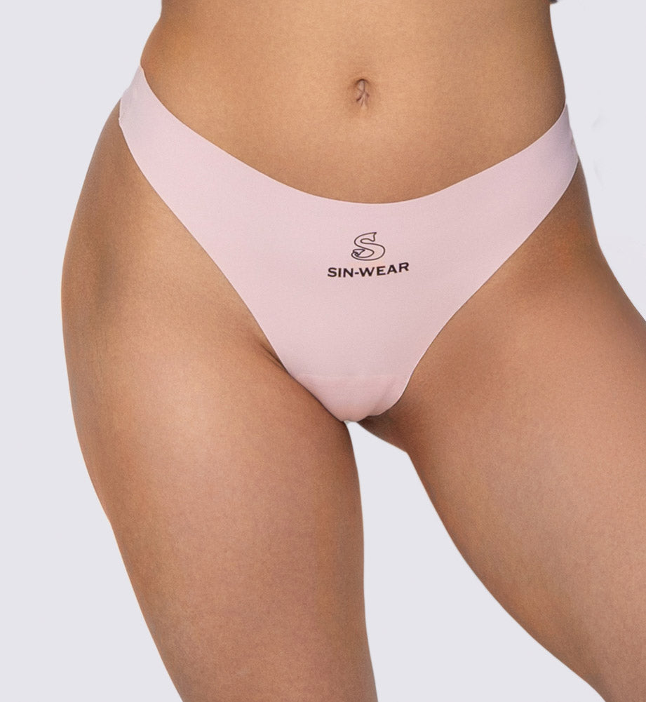 Pink underwear with a Sin-Wear brand logo on a plain background